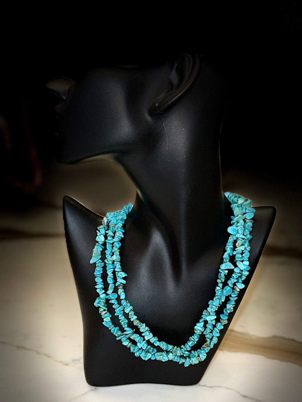 Turquoise Chip Multi-Strand Necklace - Blue
